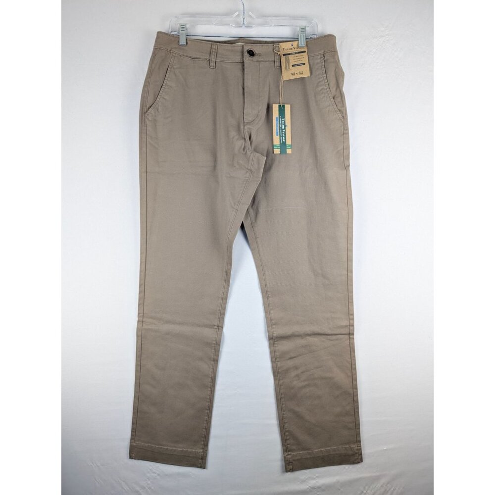 Tailor Vintage Pants Mens 33x32 Khaki‎ Classic Fit Stretch Straight Leg